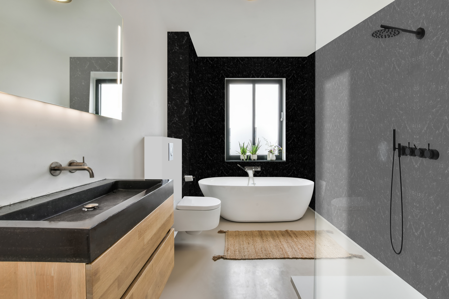 250mm x 2.6m Black Marble (Pack of 4)
