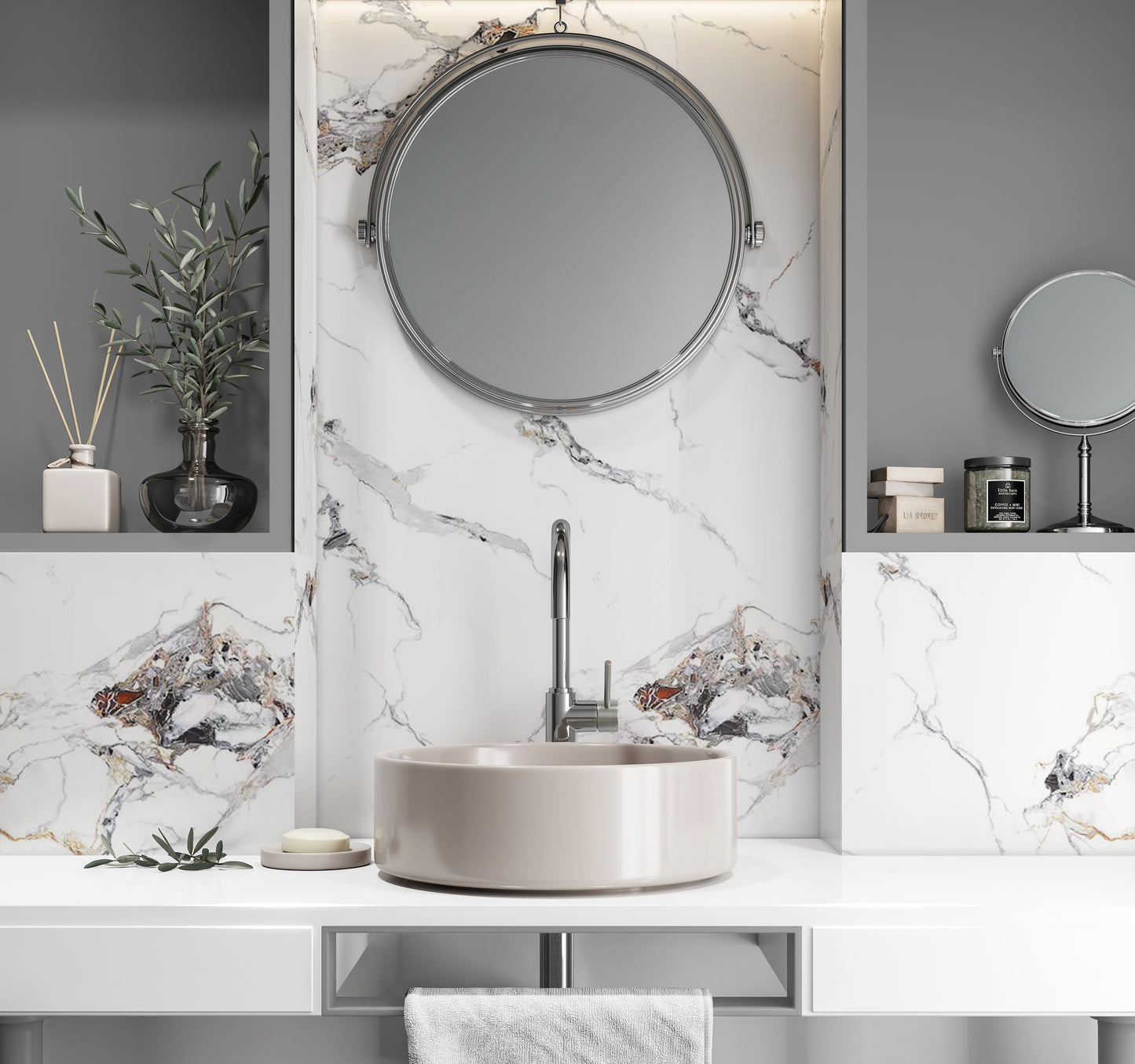 1m x 2.4m Onyx Carrara Marble
